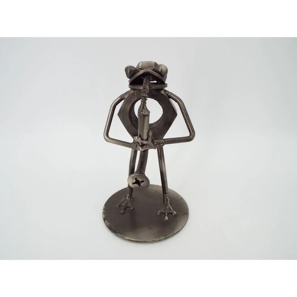 Frog Saxophone Player Nuts and Bolts Metal Art Sculpture